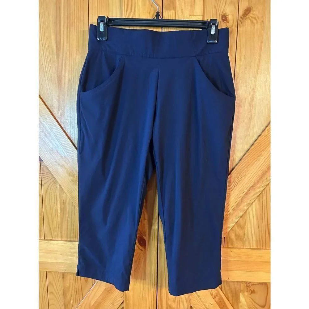 Columbia Womens Navy Cropped Activewear Pants Front Pockets Size Small (5035)